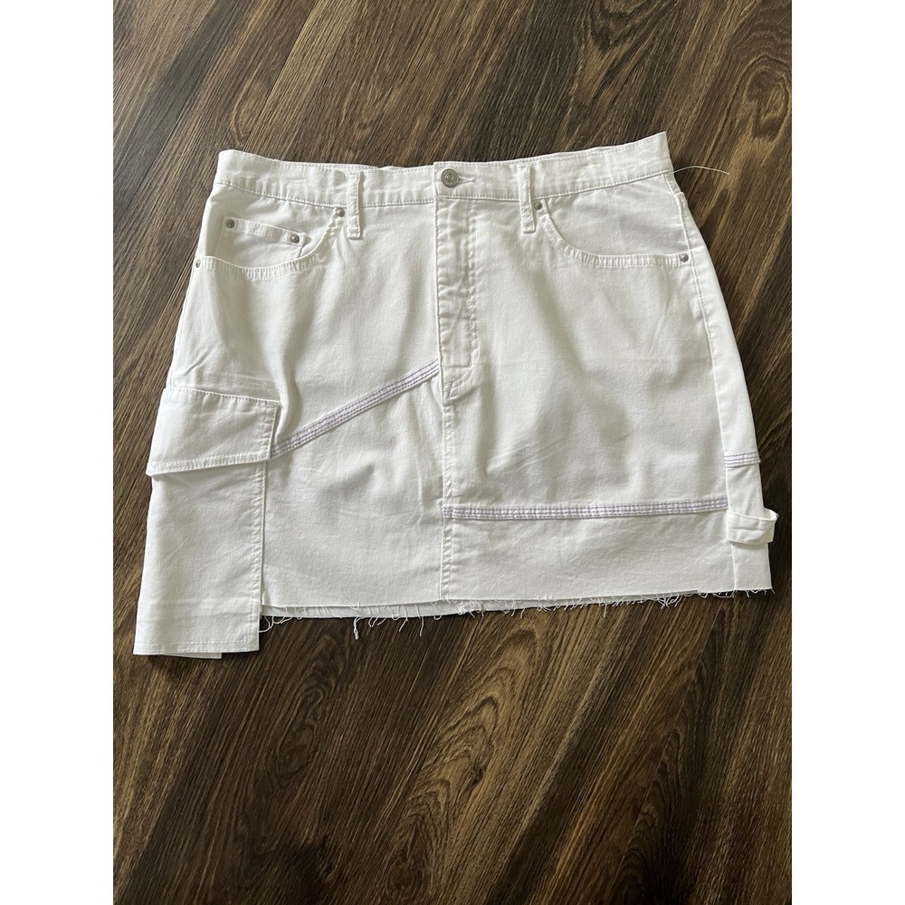 Circus NY By Same Edelman White Denim Skirt Pocket 31 NWOT